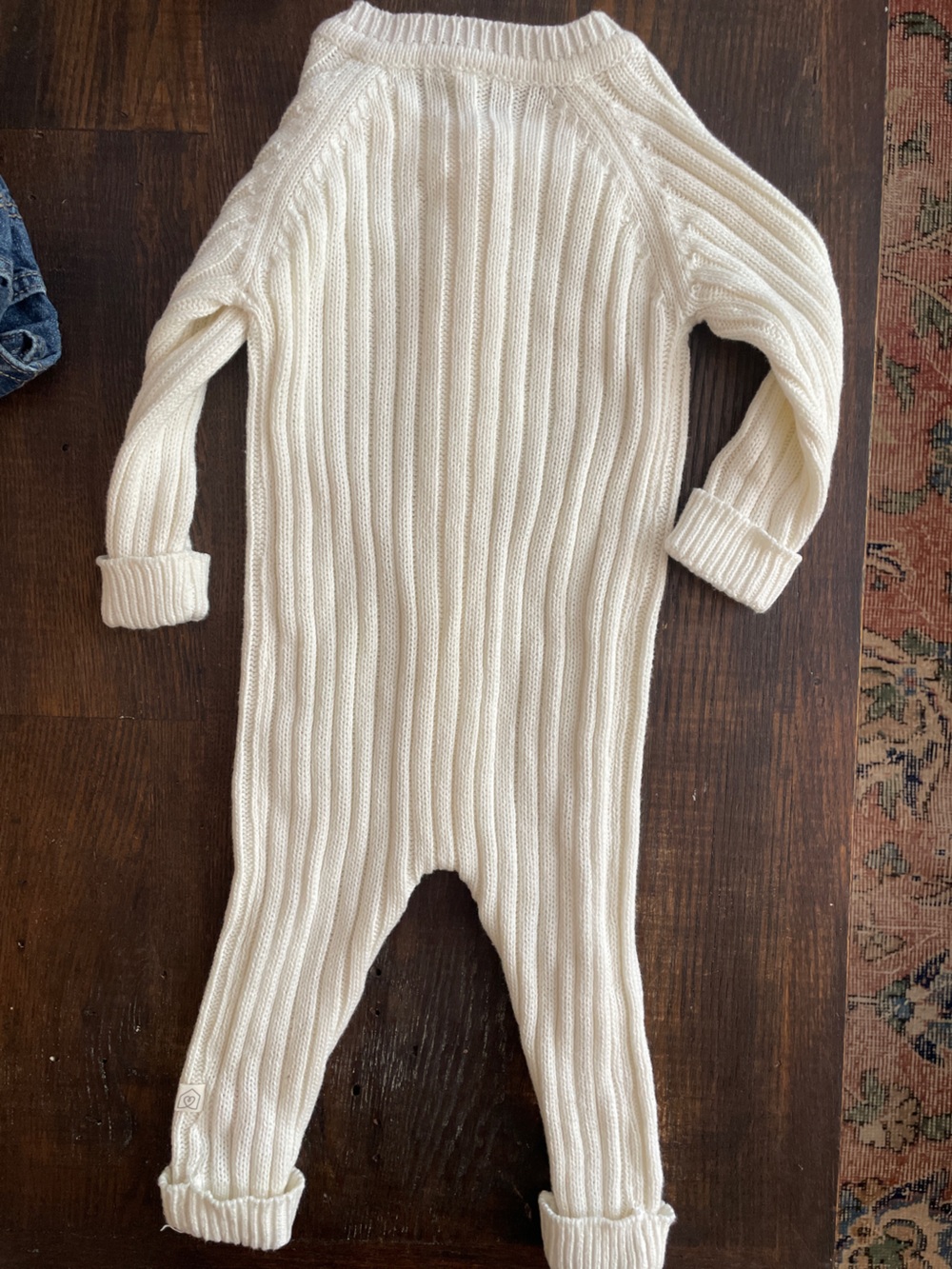 Cream Ribbed Button One Piece 3-6M - Picture 4 of 4